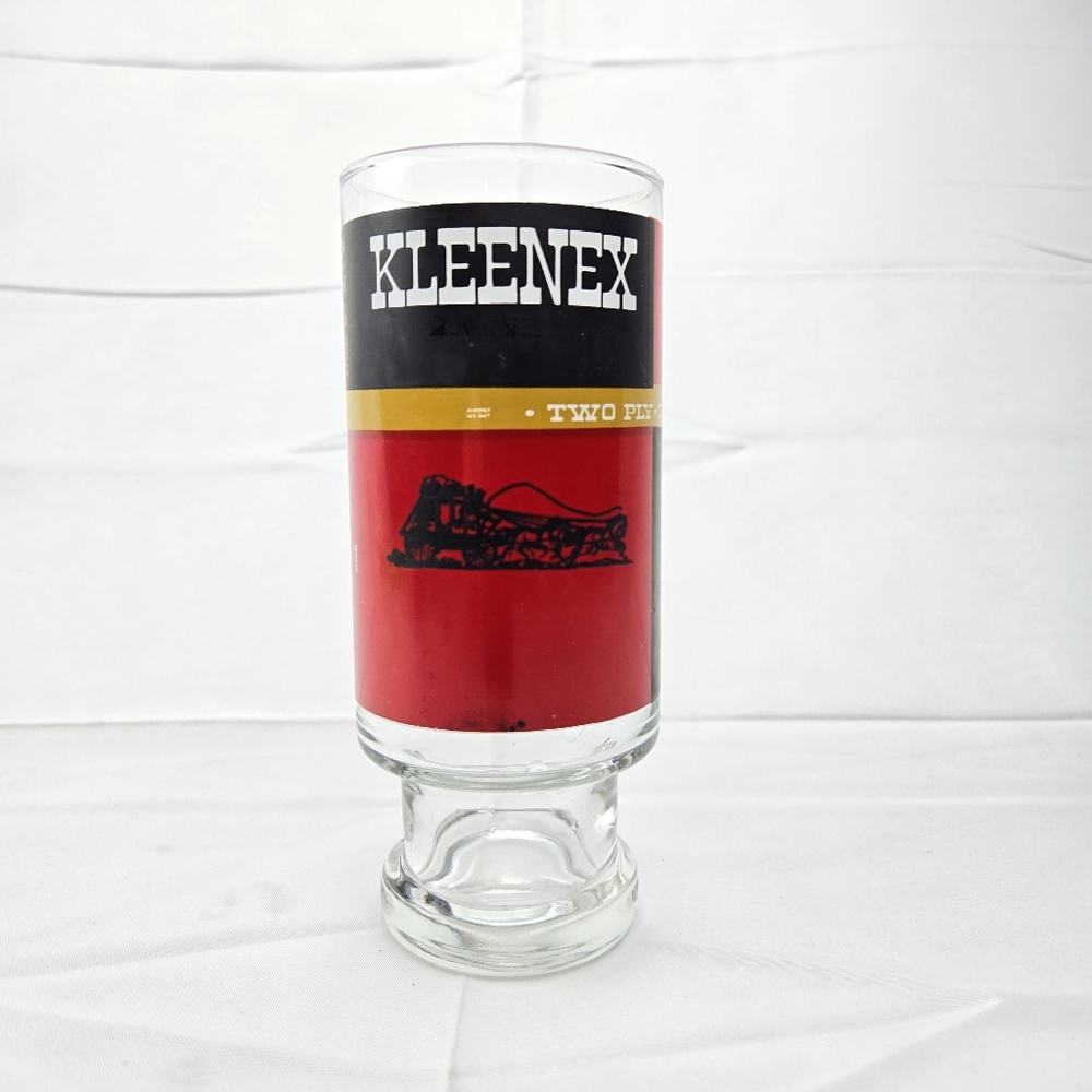 Vintage ~ Kleenex Brand Promotional Glass Tumbler Drinking Glass, 1980's